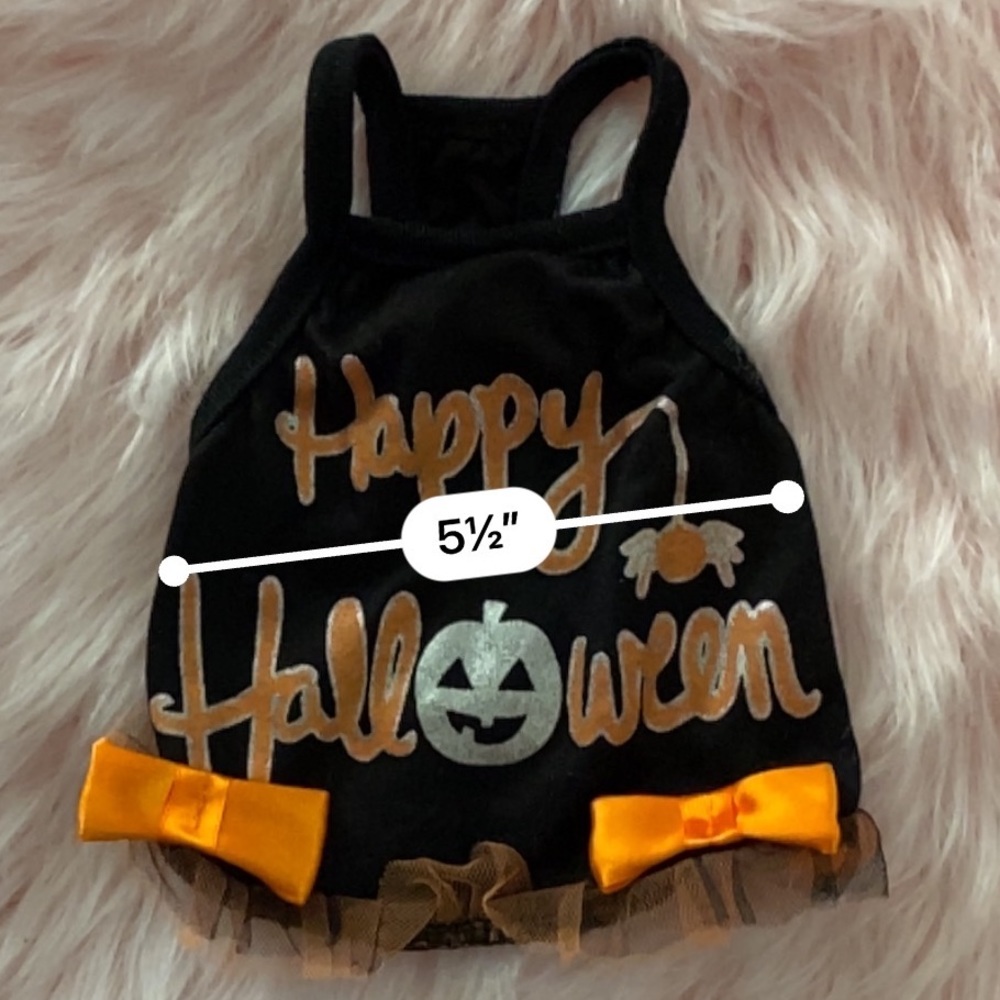 Happy Halloween Dog T-Shirt Dress Bow Ruffle - Picture 3 of 4